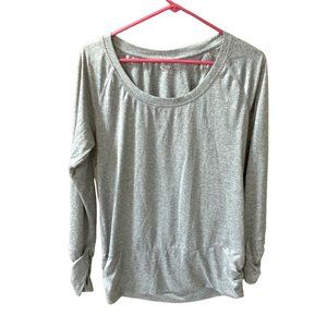 Champion Womens Size Medium M Gray Long Sleeve Shirt Knit Top Athletic Loose Amp